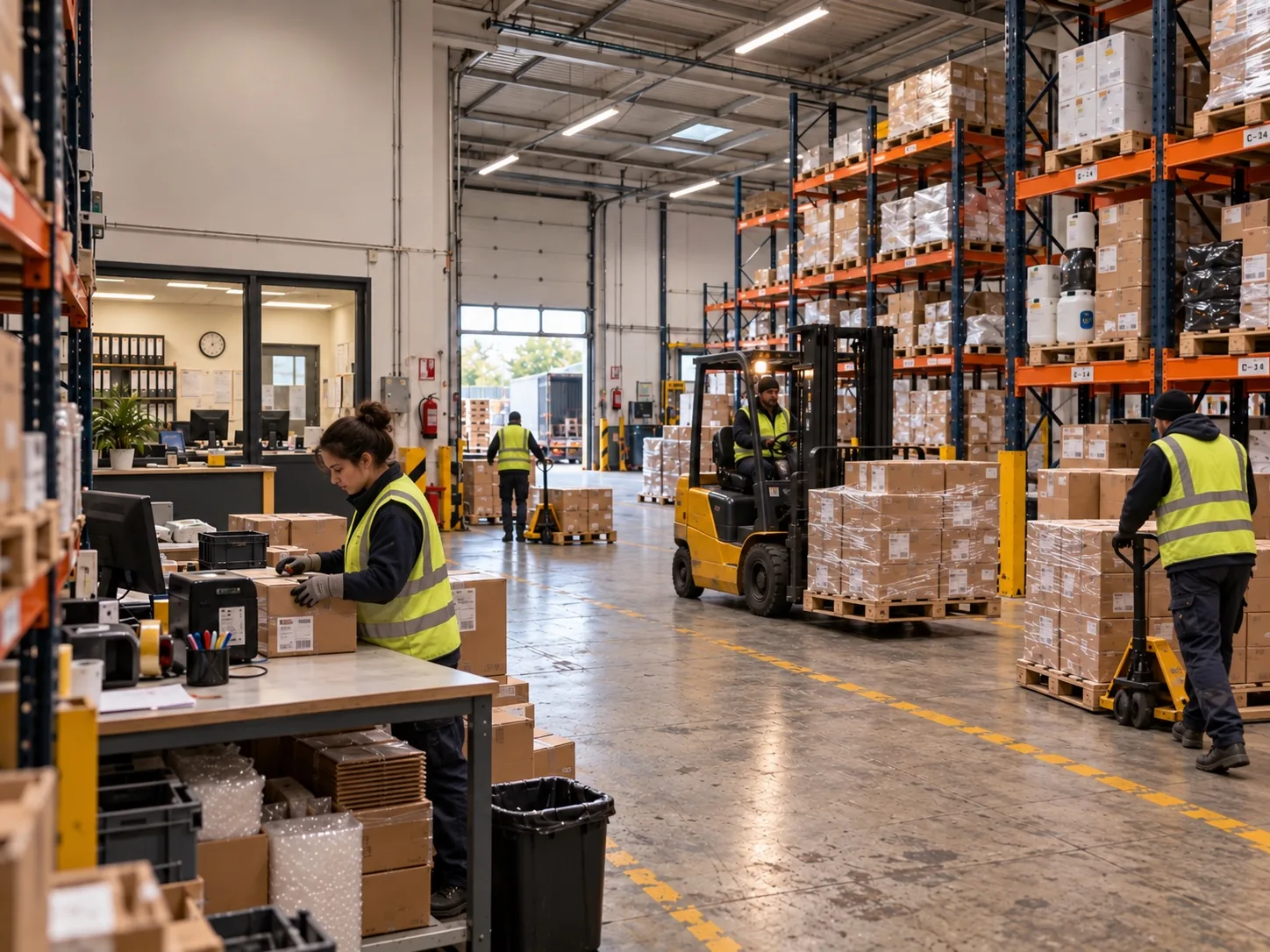 Warehouse and wholesale logistics concept scene
